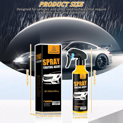 Car Coating Spray Kit, Nano Hydrophobic Ceramic Coating, Easy-to-Spray Auto Paint Protection, Includes Microfiber Cloth for Vehicle Shine & Protection300ml(1sponge+1towel)