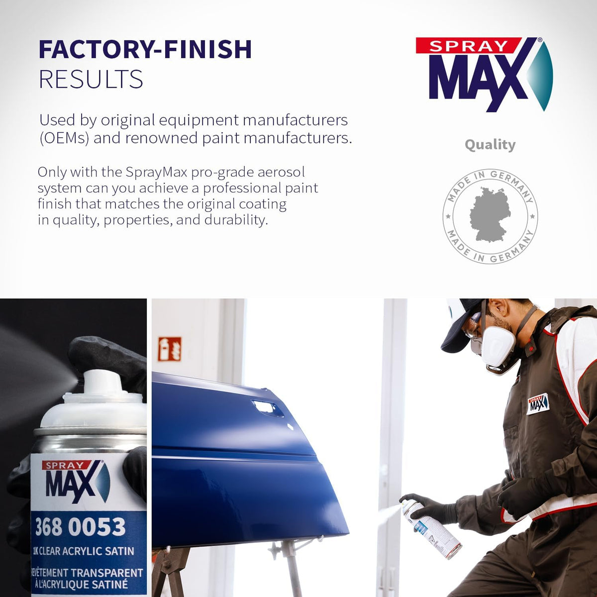 SprayMax 1K Acrylic Satin Clear Coat | Fast-Drying Clear Satin Spray Paint for Cars, Wheels & Metal | Smooth Semi-Gloss Finish, Scratch & Weather Resistant | Professional Grade 11.2 oz