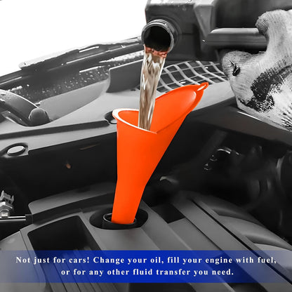 2PCS Oil Funnel, Flexible Multi-Function Automotive Oil Funnel, Spill-Proof Plastic Long Neck Engine Funnels Set for Gas Lubricants Water Diesel Fuel Kerosene, Car Accessories (Blue)