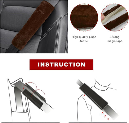 Sun Walker 2PCS Seat Belt Shoulder Pads, Fluffy Soft Plush Auto Seat Belt Pads for Protecting Your Neck & Shoulder, Comfortable Seatbelt Cover Warm Protective Cushion for Most Cars (Purple)