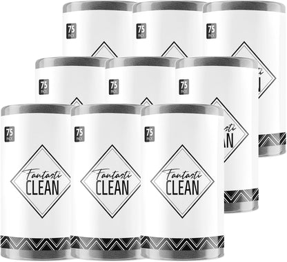 Fantasticlean Microfiber Cleaning Cloth Roll -75 Pack, Tear Away Microfiber Towels, 12" x 12", Reusable, Washable, Scratch Free, Ultra Absorbent for All-Around Cleaning Supplies (DimGray)
