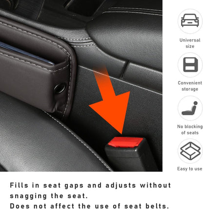 Kewucn Car Seat Gap Organizer, Adjustable Leather Front Seat Gap Filler Storage Box, Multifunctional Auto Console Side Pocket Organizer for Phone Glasses Key Card, Car Accessories (Black)