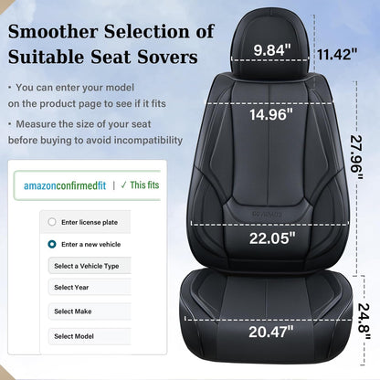 Coverado Seat Covers Full Set, Black Seat Covers for Cars 5 Seats, Car Seat Protector, Waterproof Nappa Leather Car Seat Cushion, Front and Rear Car Seat Cover Fit for Most Sedans SUV Pick-up Truck - Colors A