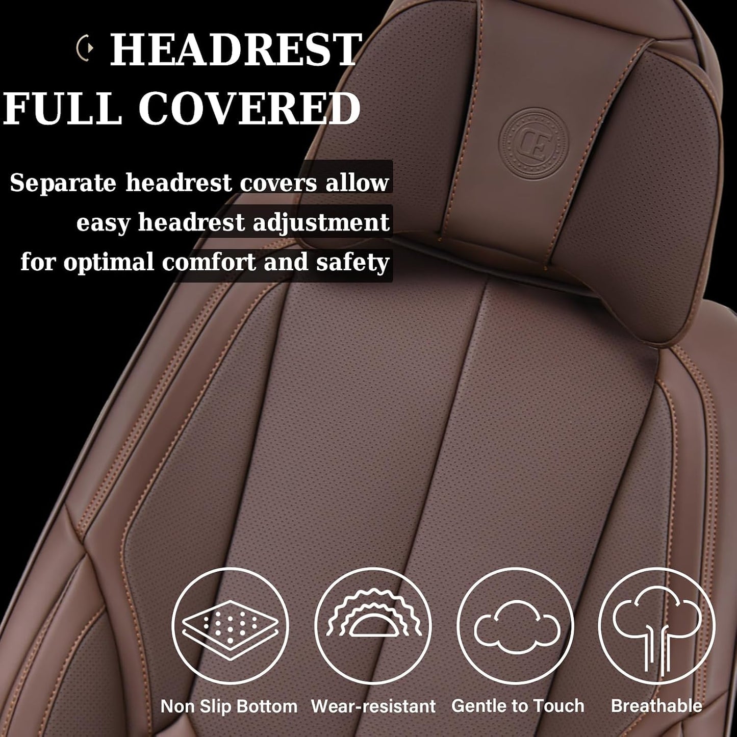 Coverado Seat Covers Full Set, Black Seat Covers for Cars 5 Seats, Car Seat Protector, Waterproof Nappa Leather Car Seat Cushion, Front and Rear Car Seat Cover Fit for Most Sedans SUV Pick-up Truck - Colors A