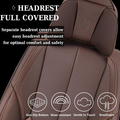 Coverado Seat Covers Full Set, Black Seat Covers for Cars 5 Seats, Car Seat Protector, Waterproof Nappa Leather Car Seat Cushion, Front and Rear Car Seat Cover Fit for Most Sedans SUV Pick-up Truck - Colors A