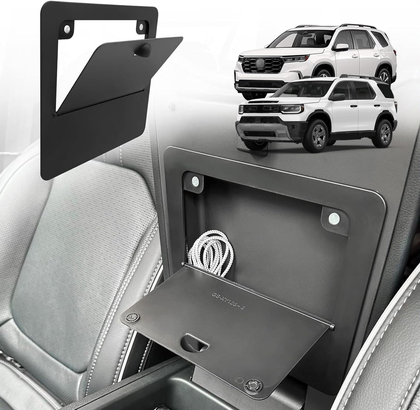 Muslogy Center Console Organizer Compatible with Honda Pilot 2023 2024 2025 2026, 2024-2026 Ridgeline/Passport Center Console Storage Box Divider Inserts Interior Accessories ABS Material(Gray)