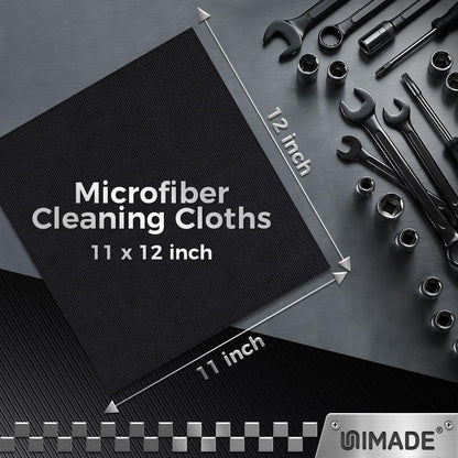 UNIMADE Microfiber Cleaning Cloth, 100 Pack Microfiber Towels for Cars Commercial Grade Work Rags Bulk Detailing Cloth for Automotive Bar Mechanic Restaurant Garage Housekeeping, 11.5"x 11.5", Grey