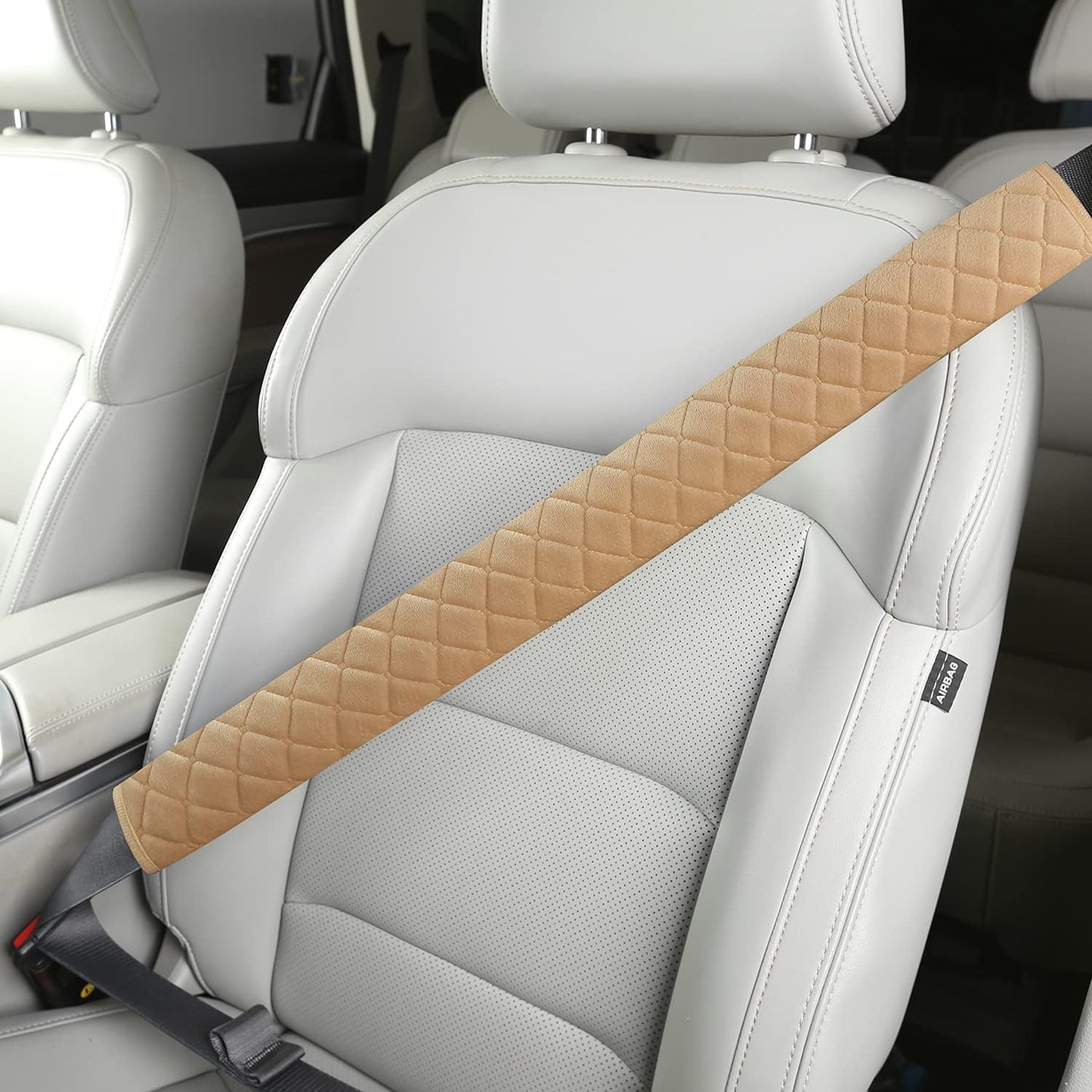 HighnessHwoo Extra Long Seatbelt Covers for Adults Kids Women & Men, Soft Car Seat Belt Strap Cushion for Sedan, SUV, Trucks, Shoulder Neck Chest Protector Pads, Auto Accessories, 1pc, Gray, 25.5in