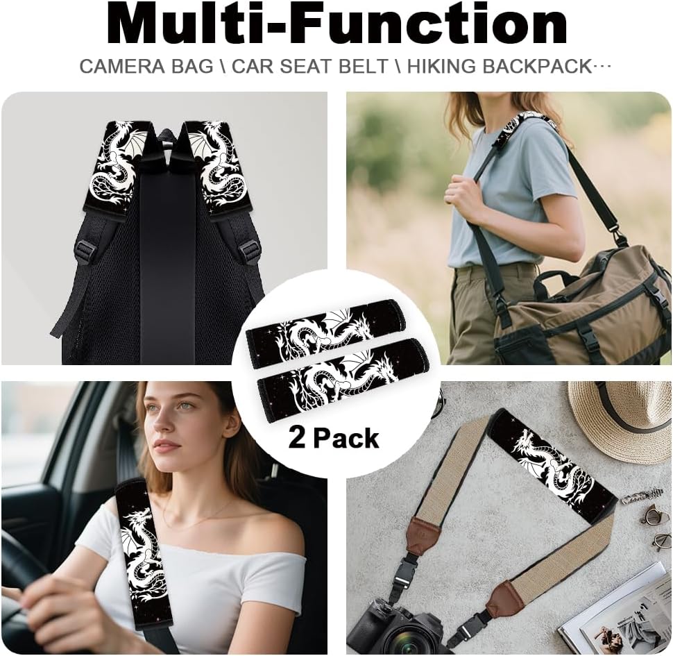 2Pcs Soft Auto Seat Belt Cover Pad Cute Cat Print Colorful Car Seatbelt Shoulder Cushion for Comfortable Driving, Compatible with All Cars' Seatbelt and Backpack Straps