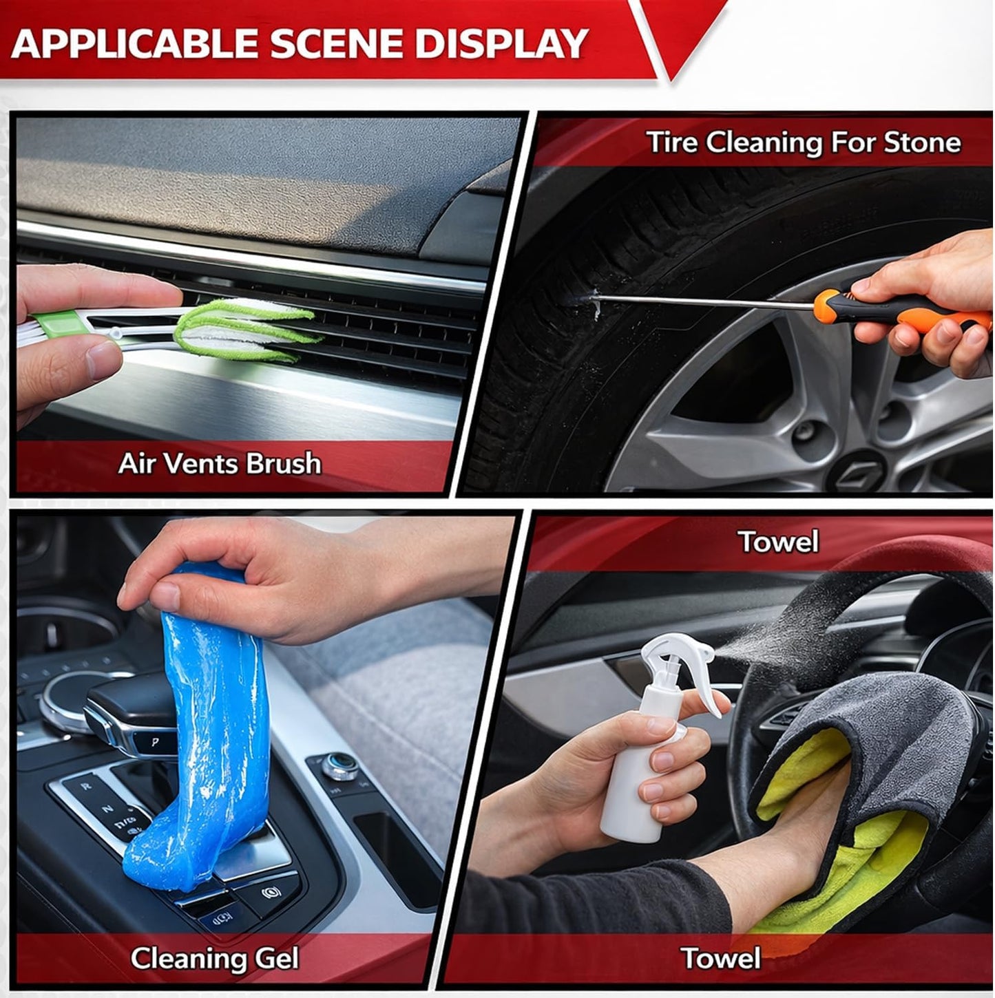 56Pcs Car Wash Cleaning Kit with Foam Gun, Car Wash Brush with Long Handle, Car Detailing Kit, Car Wheel Brush for Car Cleaning Supplies, Adjustable Hose Wash Sprayer-Quick Connector to Any Hose