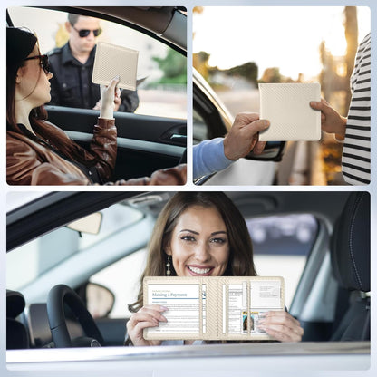 Car Registration and Insurance Card Holder，Vehicle Glove Box Car Organizer，Accessories Case for Storing Driving Licences, Cards, Documents