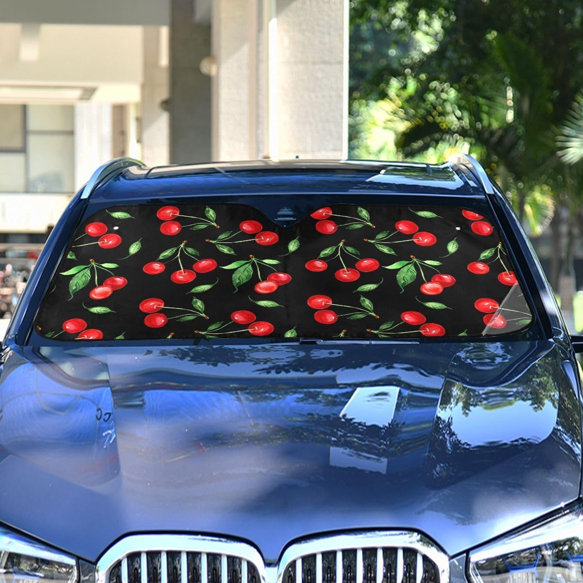 Black Leopard Car Windshield Sun Shade Animal Skin Print Foldable UV Ray Sun Visor Protector Sunshade to Keep Your Vehicle Cool (51" x 27.6")