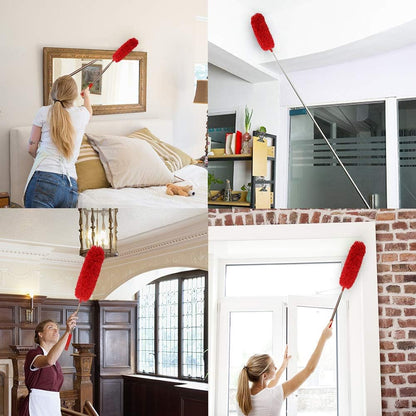 DELUX Microfiber Feather Duster Extendable Duster with 100 inches Extra Long Pole, Bendable Head & Long Handle Dusters for Cleaning Ceiling Fan, High Ceiling, Blinds, Furniture & Cars Gray