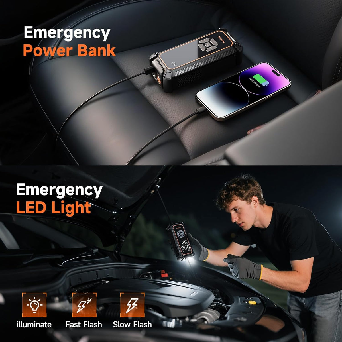 OlarHike Tire Inflator Portable Air Compressor, Lightning-Fast Inflation, Dual Power - 6000mAh & 12V DC, Cordless Air Pump for Car Tires, Bikes, Motorcycle, Balls with LED & Digital Pressure Gauge
