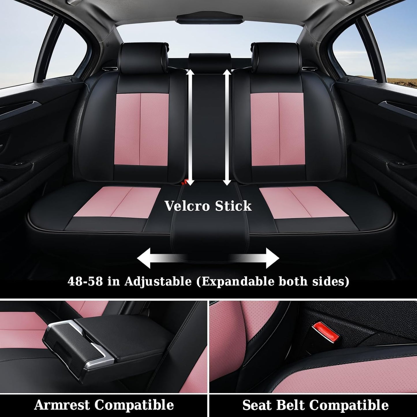 Coverado Seat Covers Full Set, Black Seat Covers for Cars 5 Seats, Car Seat Protector, Waterproof Nappa Leather Car Seat Cushion, Front and Rear Car Seat Cover Fit for Most Sedans SUV Pick-up Truck - Colors A