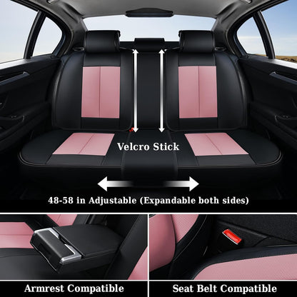Coverado Seat Covers Full Set, Black Seat Covers for Cars 5 Seats, Car Seat Protector, Waterproof Nappa Leather Car Seat Cushion, Front and Rear Car Seat Cover Fit for Most Sedans SUV Pick-up Truck - Colors A