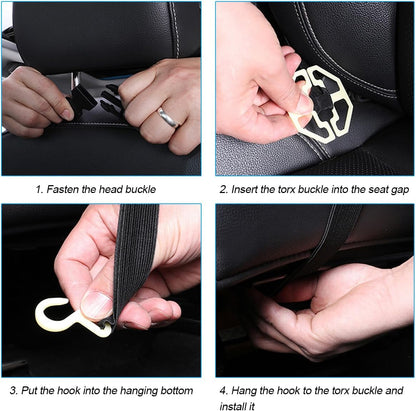 Car Seat Back Organizer, Leather Vehicle Seatback Storage Pocket with Foldable Table Tray, Multifunctional Automotive Backseat Protectors Kick Mats Accessories, Universal Fit (Brown)