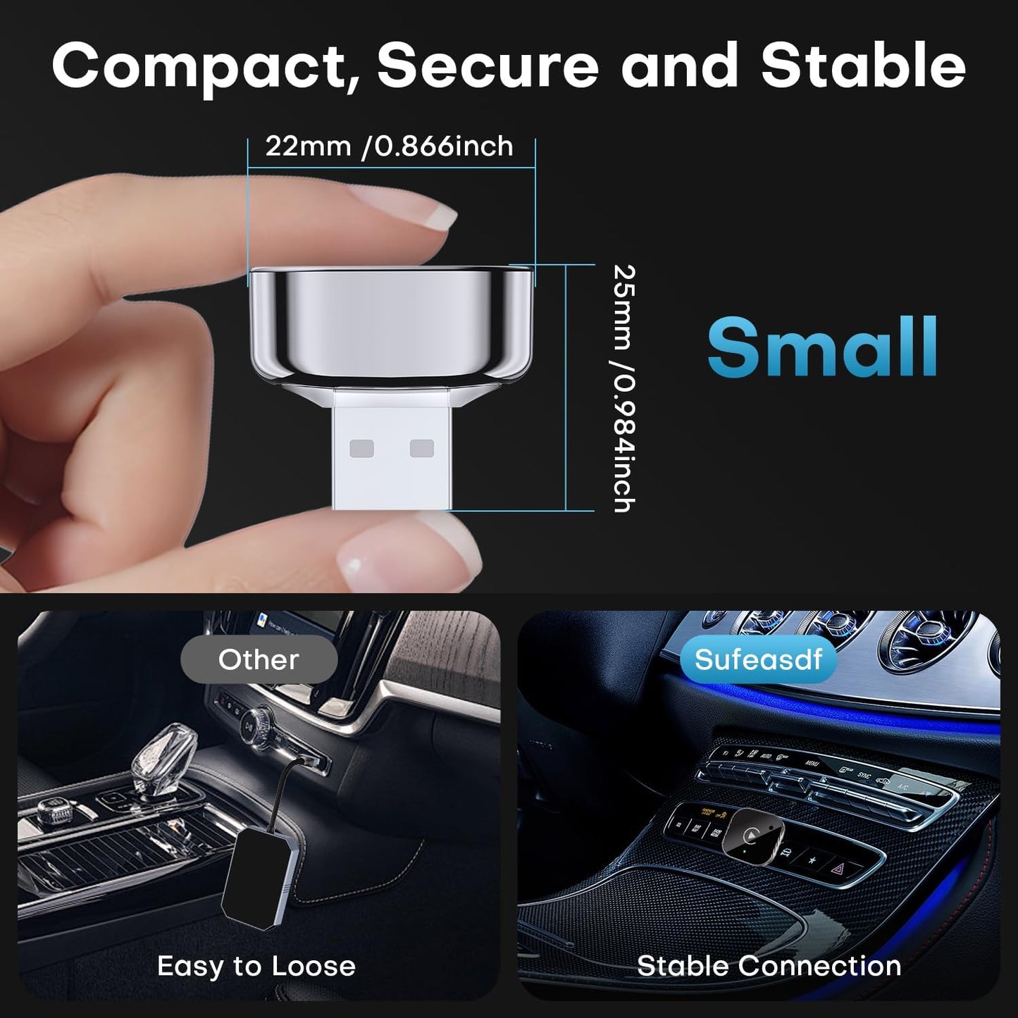 2-in-1 Wireless CarPlay & Android Auto Adapter, Plug & Play CarPlay Dongle Converts Wired to Wireless, Fast Auto-Connect, No Delay, Compact Design for iPhone & Android with USB/USB-C Port(Black)