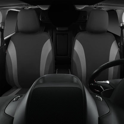 CAR PASS Line Rider Sporty Front Seat Covers,Gray Car Seat Covers Two Front Seats Only, Airbag Compatible,Universal Fit Sedans,Cars,Vans,SUV,Truck(Black and Gray)