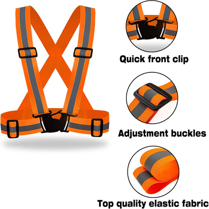 DUSKCOVE 2 Pack Hi Vis Safety Vests - Adjustable Bright Neon Color High Visibility Reflective Safety Straps Gear for Traffic Control, Running, Cycling