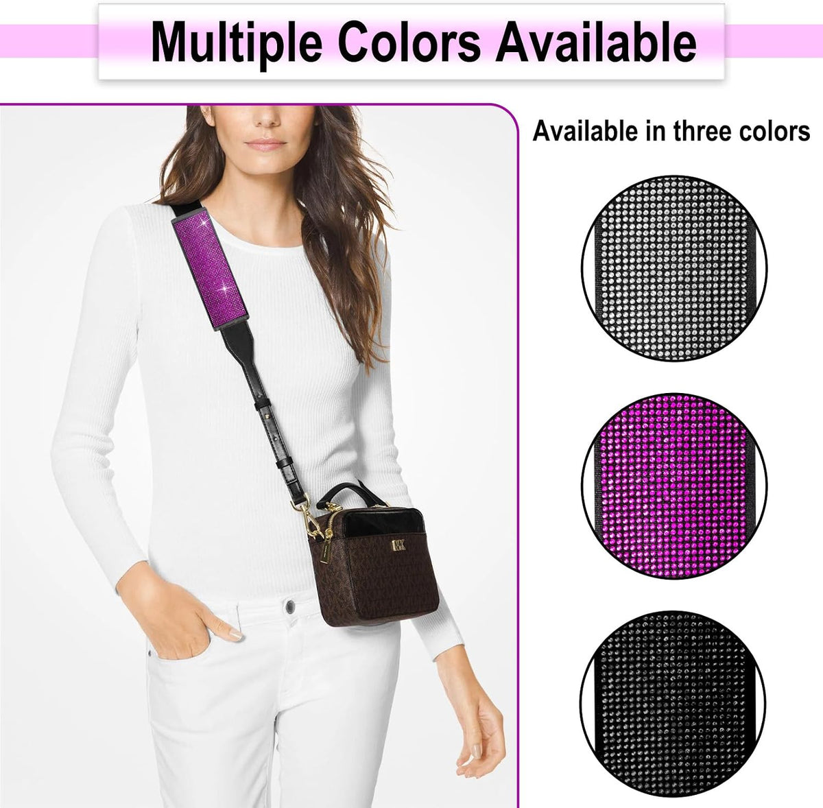 ecocstm 2 PCS Bling Car Seat Belt Shoulder Pads, Bling Seat Belt Covers with Bling Rhinestones, Car Accessories Seatbelt Strap Pad with Crystal Diamond for Car, Truck, SUV (White Diamond)