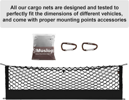 Muslogy Truck Bed Cargo Net Trunk Netting Compatible with 2023-2025 2026 Honda CR-V Accessories, Pickup Cargo Organizer SUV Sedan Storage Net w/Heavy Duty Carabiners - Colors A