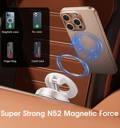 REOKILY 2026 Upgraded Vacuum Magnetic Car Phone Holder 360° Reinforced 96LBS Ultra Suction Cup Phone Mount for MagSafe Cell Phone Holders for Your Car/Gym/Mirror Mount for iPhone & Android