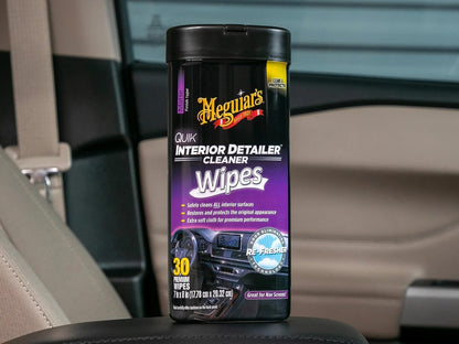 Meguiar's Quik Interior Detailer Wipes G13600, 6 Pack of 30 Count, 180 Total, Dashboard and Trim Cleaner for Leather, Vinyl, Rubber, Metal, LCD, Navigation Screens, Non-Greasy Touchups