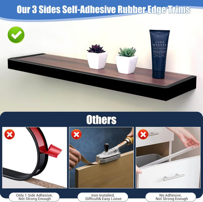 Rubber Edge Trim, Self-Adhesive Rubber Edge Trim, Edge Protector for Sheet Metal, EPDM Material, Fit 1/16"(1.0mm), Length 10Ft, Black Color, U Channel Edge Trim - Colors B