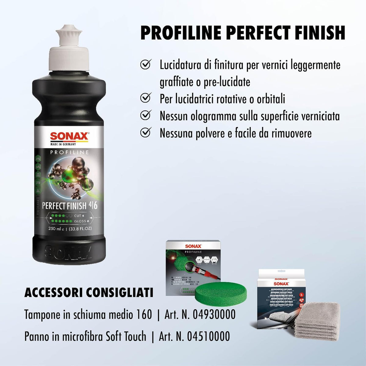 SONAX Perfect Finish 250ml | Scratch and Swirl Remover Polish | Machine Polish | Paint Correction Polish | High Gloss | Black Paint Polish | No Fillers Paint Correction | 8.45 fl. Oz