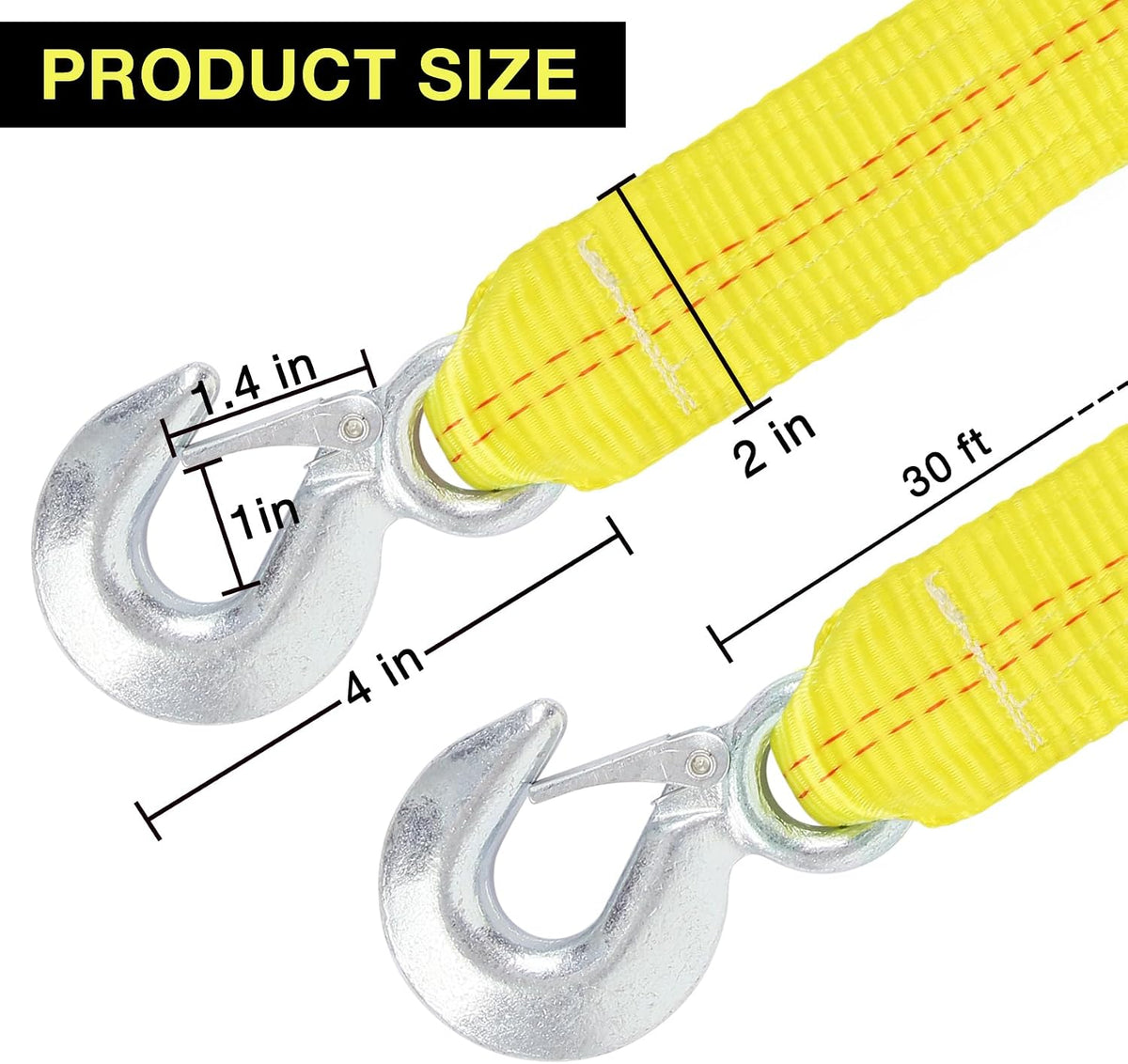 ATV Tow Strap with Hooks 20 ft,15000 lbs Towing Straps Heavy Duty with Hook 2 inch x 20 Foot Ropes for Trucks Vehicles Acessories,Cable for Truck Boat,Roadside Emergency Car Kit
