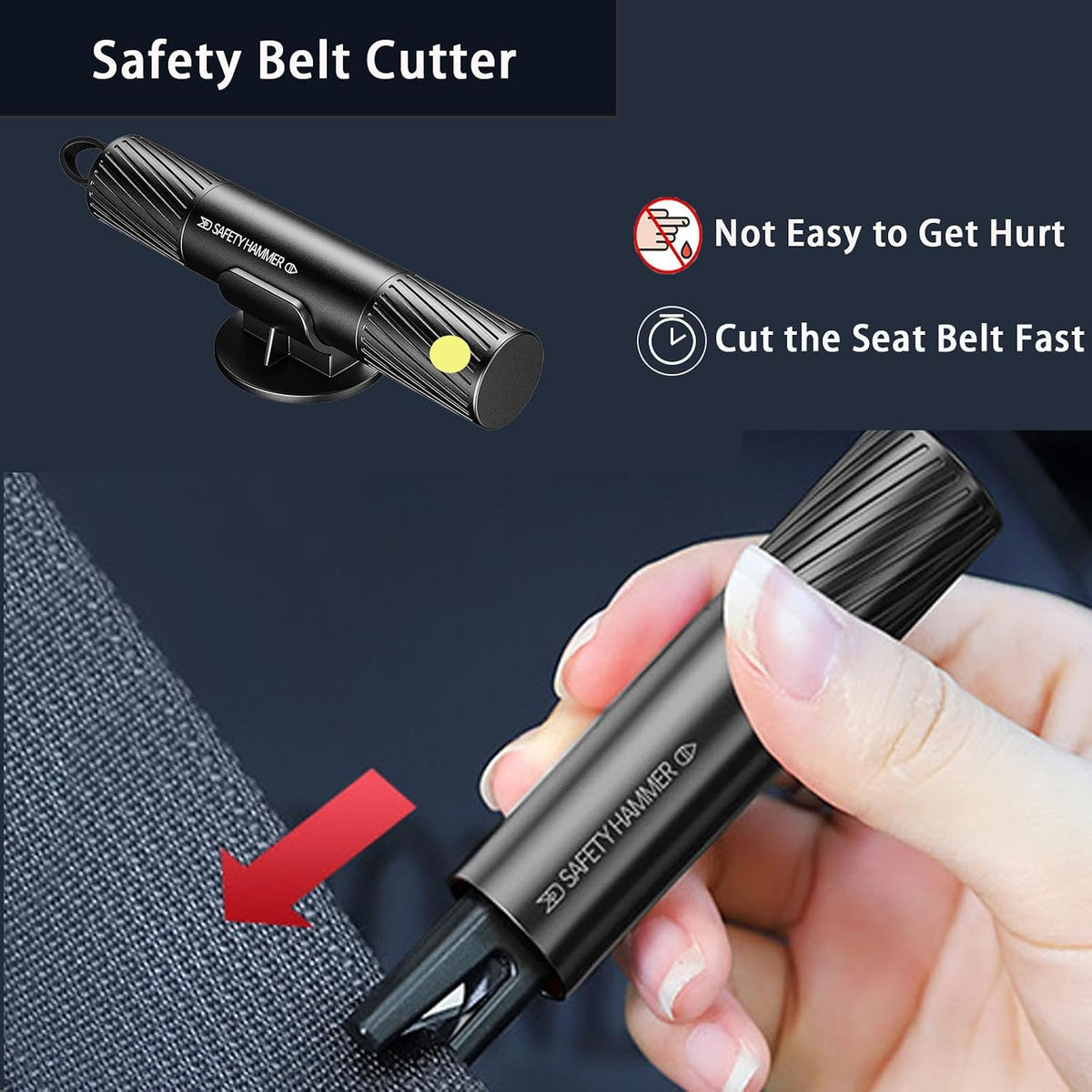 4 Pack 2026 Upgraded Safety Hammer,Safe Hammer Glass Breaker Under Water,Seatbelt Cutter Window Breaker Emergency Escape Tool,Seat Belt Cutter and Glass Breaker for Cars