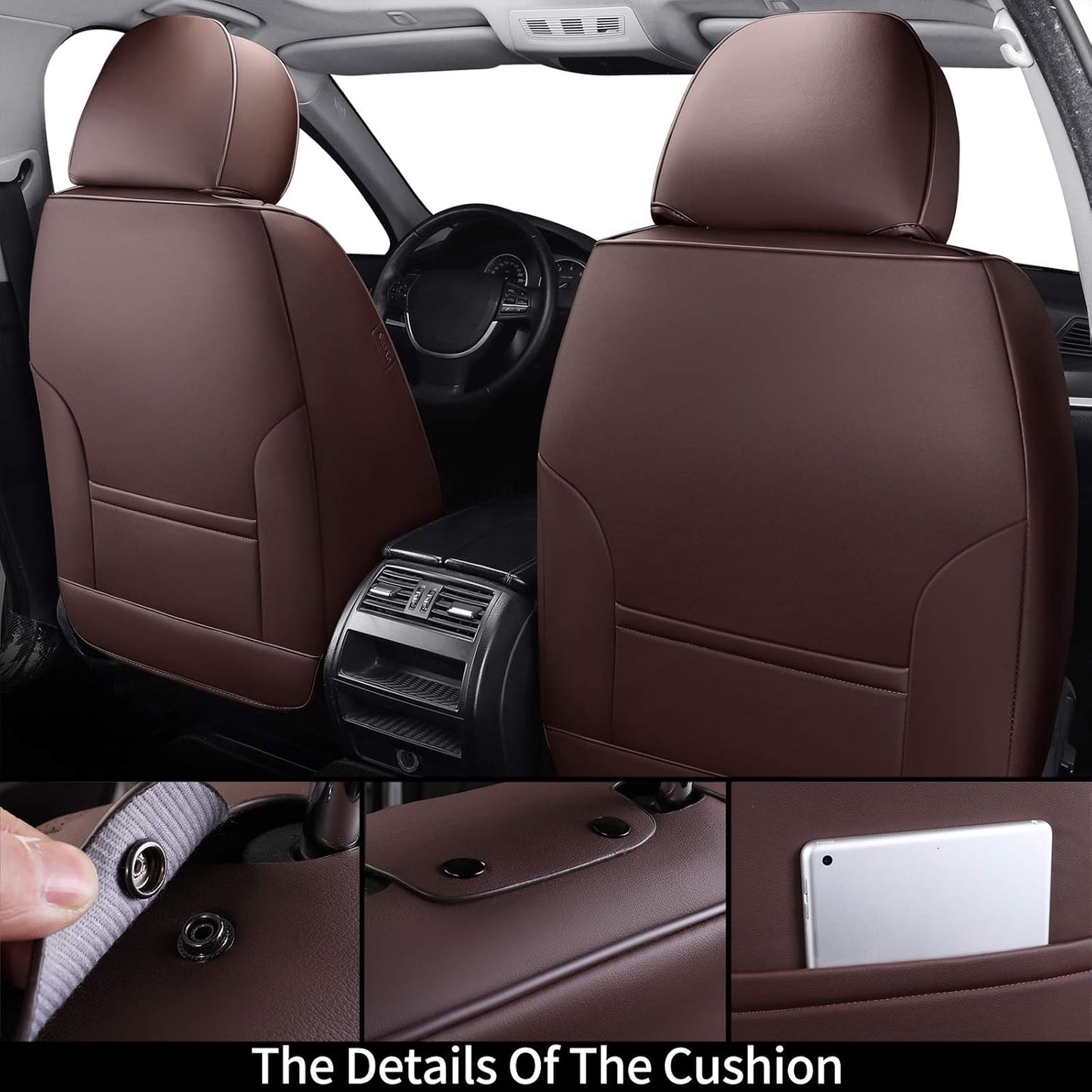 Coverado Seat Covers Full Set, Black Seat Covers for Cars 5 Seats, Car Seat Protector, Waterproof Nappa Leather Car Seat Cushion, Front and Rear Car Seat Cover Fit for Most Sedans SUV Pick-up Truck - Colors B