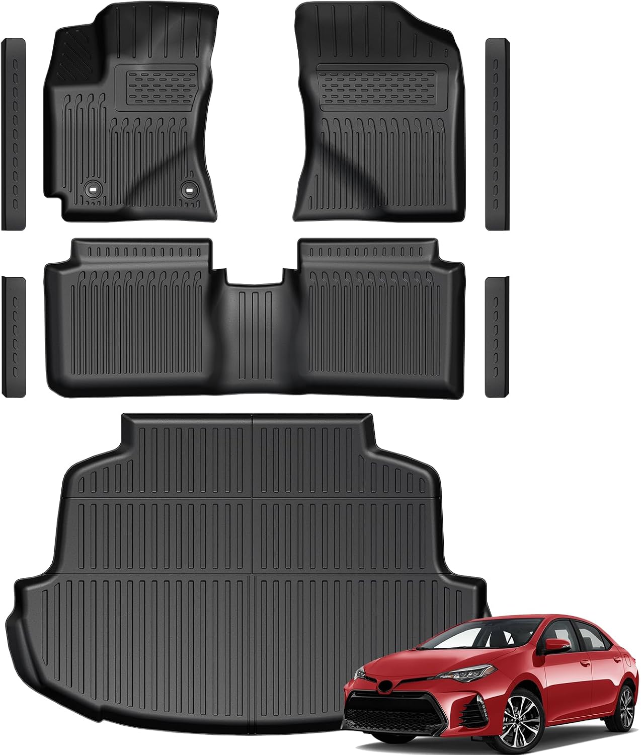 Floor Mats for Toyota Sienna 2021-2026, All Weather Floor Mats Lower Trunk Cargo Liner Accessories, Full Coverage Set (Fit 8-Seat with Spare Tire)