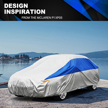 GUNHYI Car Cover for Automobiles All Weather Waterproof, Universal Fit Sedan Ford Mustang, Chevy Camaro/Malibu, Kia Optima, Hyundai Sonata, Nissan Altima, Volkswagen Passat, Tesla Model 3 etc.