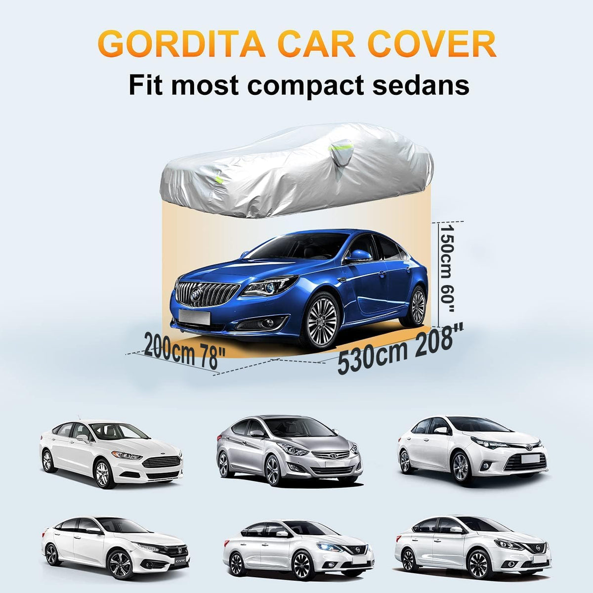 Car Cover, SUV Waterproof Car Covers for Automobiles All Weather Season UV Hail Protection Snowproof Full Car Cover, Outdoor Full Cover Universal Fit SUV Up to 190’’