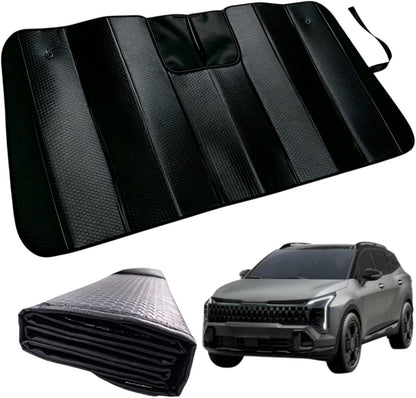GWUSKDT Car Sun Shade, Sun Protector,Foldable Front Window Shade-Thicken 5-Layer Bubble for Auto Windshield UV Protection and Heat Reflector 58"x 27.5" (Blue)