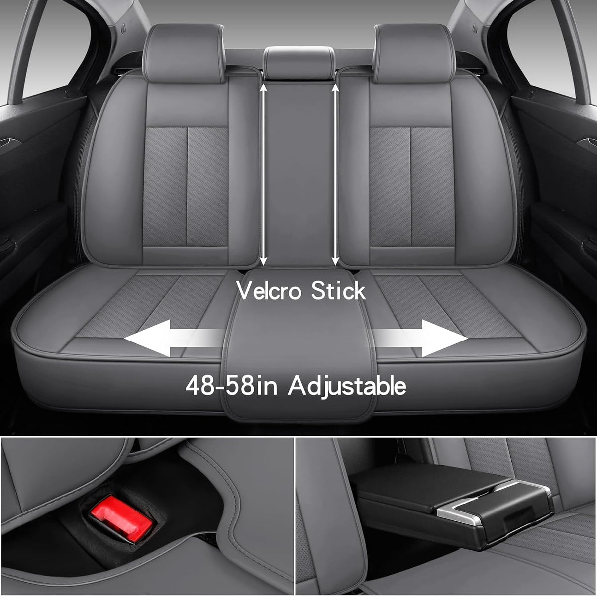 MINGBRON Car Seat Cover Full Set, Leather Car Seat Cover, Waterproof Seat Covers, Car Seat Cushion, Nappa Leather Seat Covers Car Seat Protector Universal Fit Most Cars Black