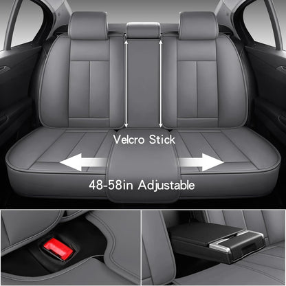 MINGBRON Car Seat Cover Full Set, Leather Car Seat Cover, Waterproof Seat Covers, Car Seat Cushion, Nappa Leather Seat Covers Car Seat Protector Universal Fit Most Cars Black