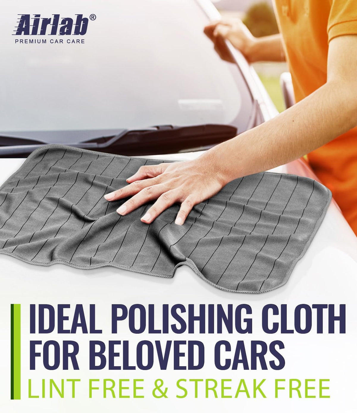 Airlab Microfiber Towels for Cars Wash Drying Thick Plush Cleaning Cloth Auto Detailing Super Absorbent for Interior & Exterior Lint Free, Streak Free, 16" X 16", 800 GSM, Pack of 4