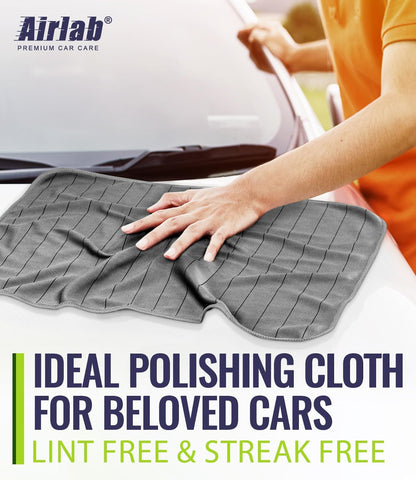 Airlab Microfiber Towels for Cars Wash Drying Thick Plush Cleaning Cloth Auto Detailing Super Absorbent for Interior & Exterior Lint Free, Streak Free, 16" X 16", 800 GSM, Pack of 4
