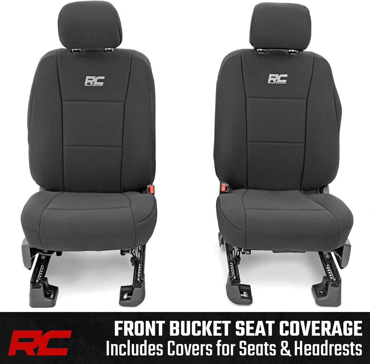 Rough Country Neoprene Front & Rear Seat Covers for Ford F-150, Lightning, F-250 & F-350 (2015-2026) Crew Cab w/Front Bench Seat & Rear 60/40 Split