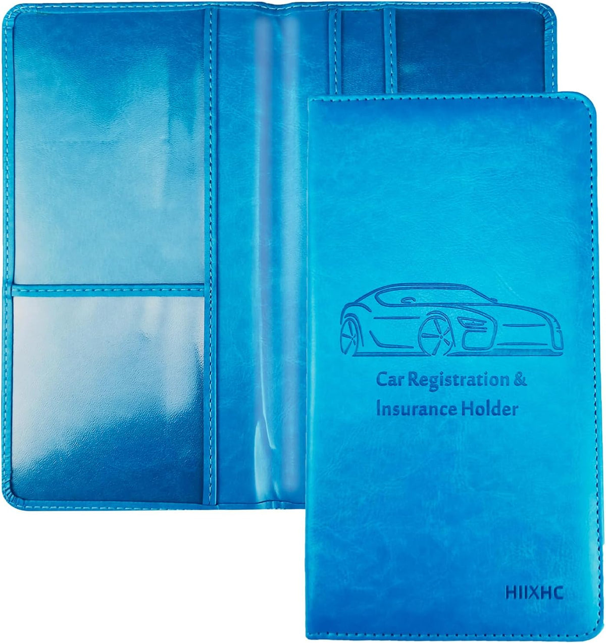 Car Registration and Insurance Card Holder - Leather Vehicle Glove Box Automobile Documents Paperwork Wallet Case Organizer for ID, Driver's License, Key, Cards - Car Accessories for Women&Men