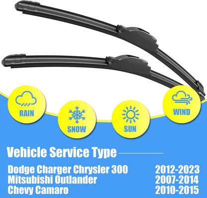 Gavimnal® 28"+17" Silicone Wiper Blades Replacement For Nissan Altima 2007-2015,Maxima 2009-2014,All-Season Front Windshield Wiper Blades(Set of 2)