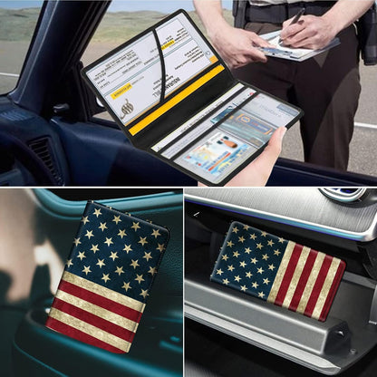 Car Registration and Insurance Holder, Leather Car Glove Box Organizer, Cool Car Accessories for ID, Driver's License Cards & Essential Document, business cards, Men&Women, Retro Audio Cassette