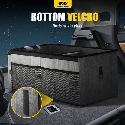 MIKKUPPA Car Trunk Organizer - 65L Collapsible Trunk Organizer with Lid, Sturdy Car Storage for SUV Auto Truck Van with Adjustable Straps and Non Slip Bottom (Black)