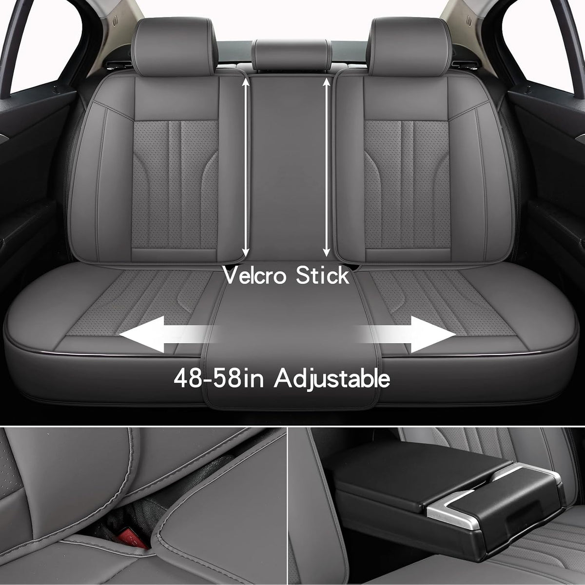 MINGBRON Car Seat Cover Full Set, Leather Car Seat Cover, Waterproof Seat Covers, Car Seat Cushion, Nappa Leather Seat Covers Car Seat Protector Universal Fit Most Cars Black