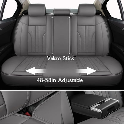 MINGBRON Car Seat Cover Full Set, Leather Car Seat Cover, Waterproof Seat Covers, Car Seat Cushion, Nappa Leather Seat Covers Car Seat Protector Universal Fit Most Cars Black