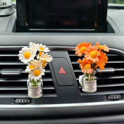 Set of 4 Cute Flower Bouquet Car Air Freshener Vent Clips, Mini Artificial Flowers for Car Air Vent Decoration, Auto Interior Dashboard Ornament Accessories