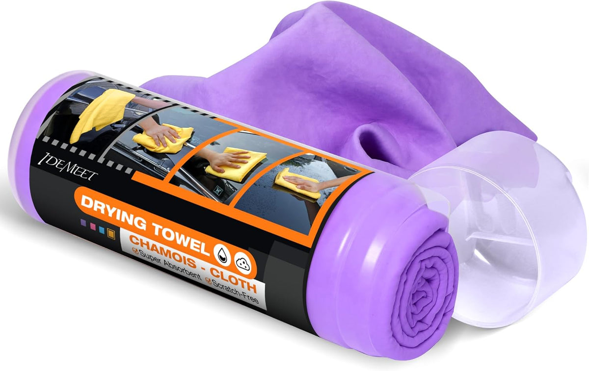 Premium Absorbent Car Drying Chamois Cloth Shammy Towel, 26''x17'' Large, Reusable for Vehicle, Bathroom, Dust Remove, No Spots/Streak/Scratch, Blue